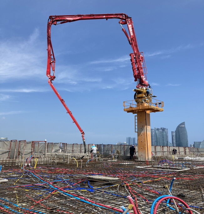 에셀건설 콘크리트 타설 작업 현장